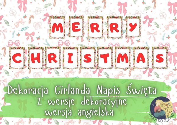 Girlanda Napis Merry Christmas Boże Narodzenie
