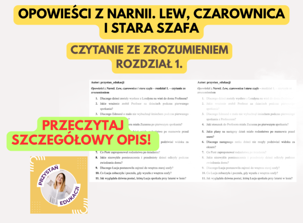 📚 „Opowieści z Narnii. Lew, czarownica i stara szafa” – rozdział 1 – czytanie ze zrozumieniem + klucz odpowiedzi