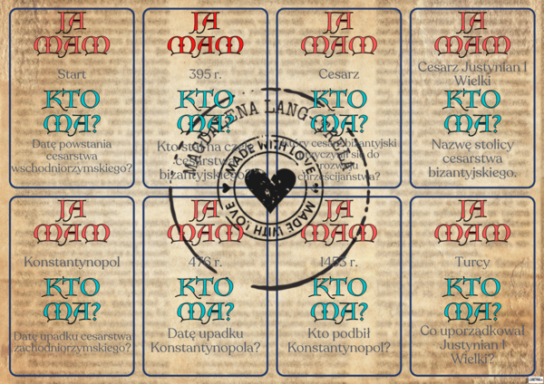 Ja mam.. Kto ma... Powtórka wiadomości działu "Początki średniowiecza" klasa V