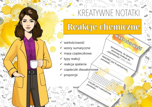 Klasa 7 Chemia - Kreatywne notatki (Wklejki do zeszytu w formie składanych książeczek. Zestaw)