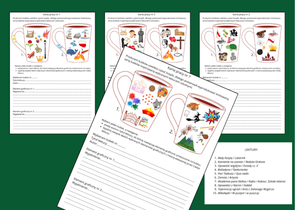 LEKTURY kl. 4-8 – ikonki – powtórzenie – powtórka – egzamin – karta pracy – karty pracy – 10 szt. – zestaw - wersja 2