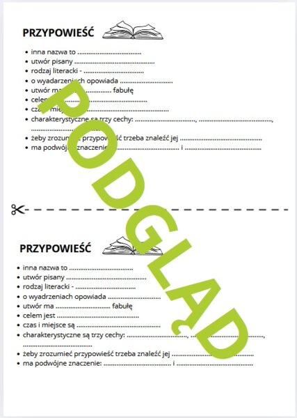 Przypowieść - karta pracy, notatka + klucz odpowiedzi i gratis