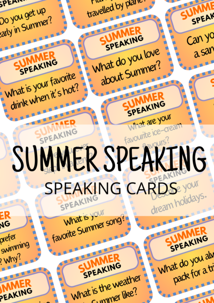 SUMMER SPEAKING – zestaw 80 speaking cards – karty do mówienia - wakacyjne rozmówki – mówienie – gra językowa – angielski – A2 – B1 – matura ustna