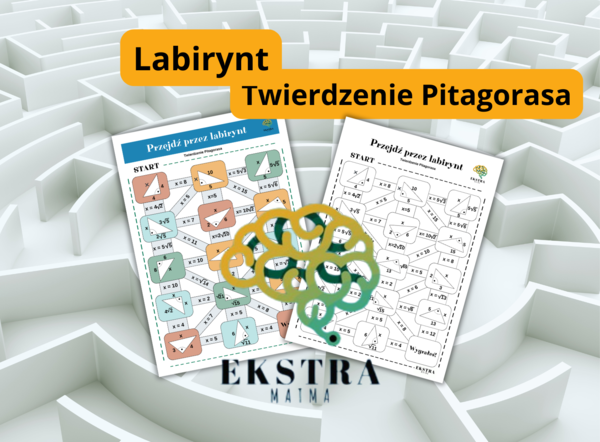 Przejdź przez labirynt. Twierdzenie Pitagorasa. Klasa 8. Matematyka. Karta pracy
