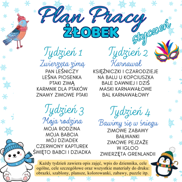PLAN PRACY ŻŁOBEK - STYCZEŃ