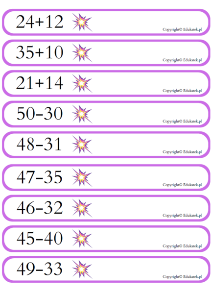 Gra typu kaboom – dodawanie i odejmowanie