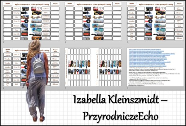 Notatka okienkowa „Wpływ transportu na rozwój przemysłu i usług” w pdf. Geografia 7 dział „Usługi w Polsce”.