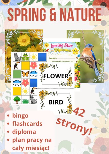 Plan zajęć angielskiego dla przedszkola – Wiosna i przyroda | 10 lekcji z bajką, piosenkami i zabawami | PDF do pobrania