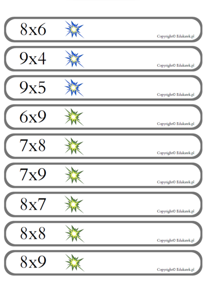 Gra typu kaboom – tabliczka mnożenia