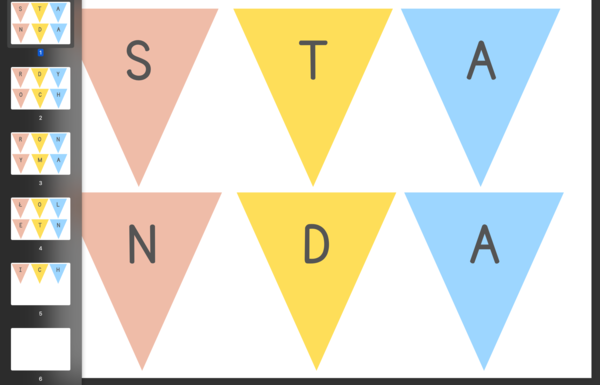 Napis Standardy Ochrony Małoletnich na proporczykach