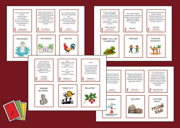 🎴 Gra „Karuta – CYTATY – ♦️Ostatnie zdania z lektur z kl. 4-8 – powtórka 🎯 - język polski - biblioteka