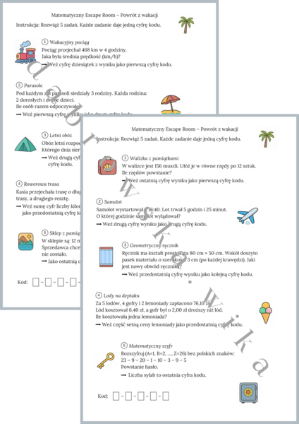 Matematyczny Escape Room – powrót z wakacji