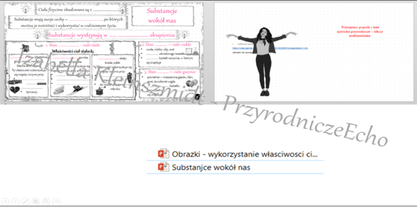 Karta pracy i pomysł/inspiracja na lekcję „ Substancje wokół nas” - karta pracy wykonana w power point + gratisowy pomysł na lekcję - link do lekcji multimedialnej niekomercyjnej wykonanej w genial.ly do indywidualnego pobrania i użycia do celów niekomer