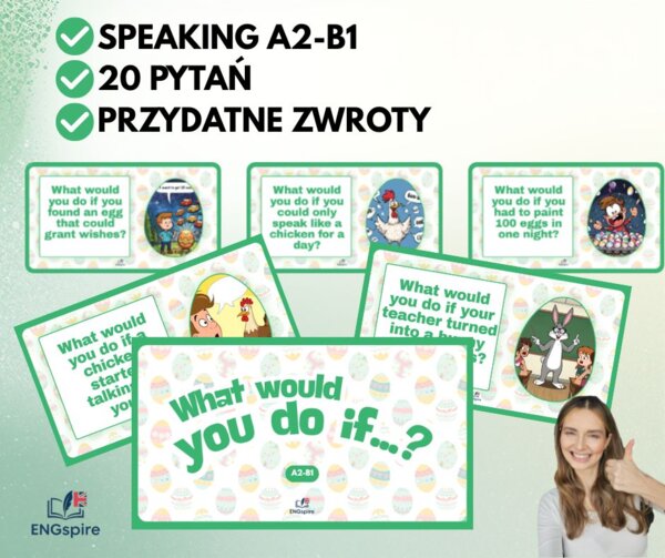 Easter Speaking A2–B1 – 20 pytań „What would you do if…?” + useful phrases do mówienia