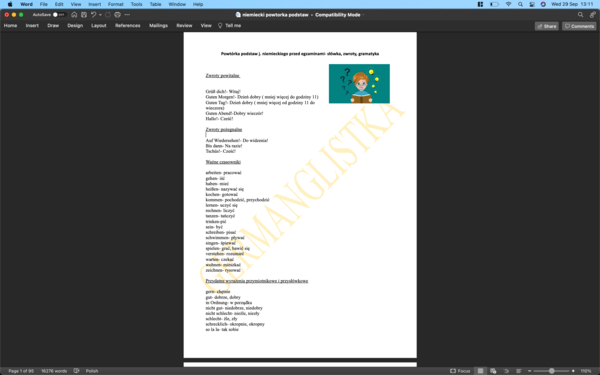 Powtórka z podstaw niemieckiego przed egzaminami i nie tylko- ponad 90 stron za 7 zł!