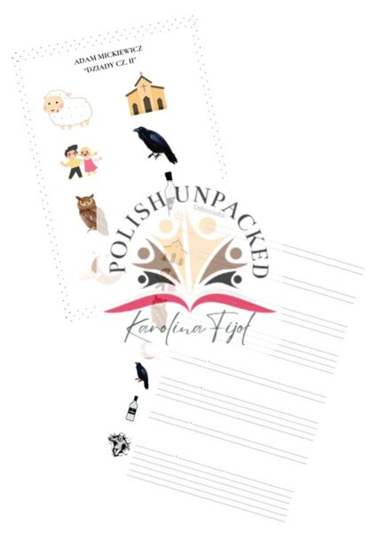 Ikony (obrazki) do lektury "Dziady cz. II" Juliusza Słowackiego, język polski, egzamin ósmoklasisty, lektura obowiązkowa klasa 7-8