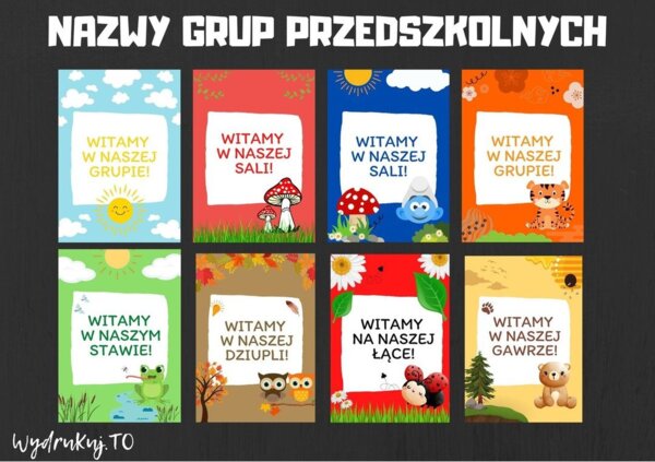 Nazwy grup przedszkolnych - plansze