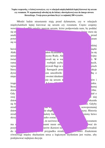 ROZPRAWKA WZÓR Serce czy rozum