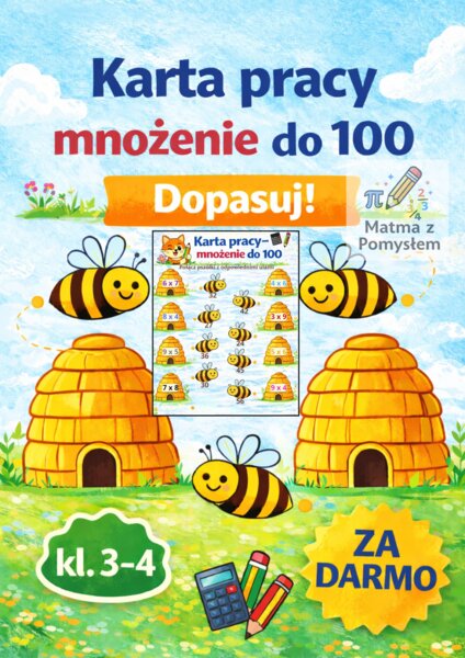 Karta pracy – mnożenie do 100 | dopasuj | kl. 3–4 | 0 zł