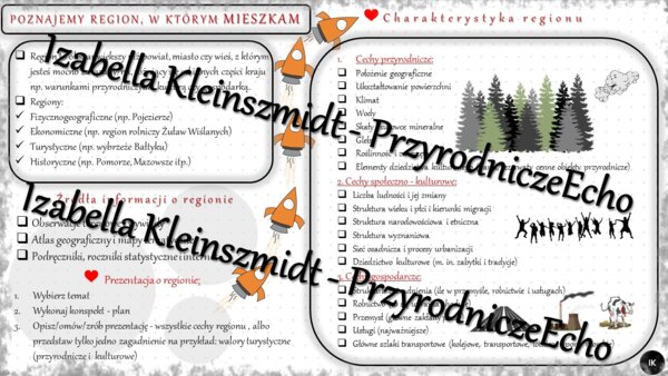 Sketchnotka - notatka „Mój region” wykonana w power point do edycji. Geografia 7; „Mój region i moja mała ojczyzna”