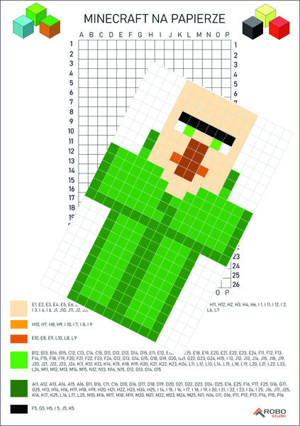 Kodowanka- minecraft, dyktando graficzne, klasy 1-3