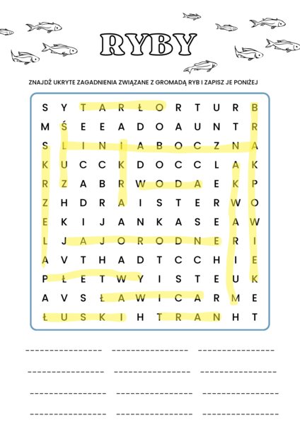 Wykreślanka - cechy ryb