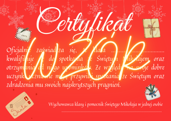 Certyfikat, Boże Narodzenie, Mikołaj