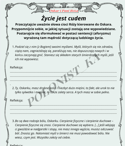 "Oskar i Pani Róża" - refleksje