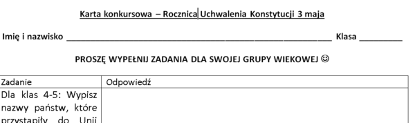 Szkolny konkurs - 3 Maja