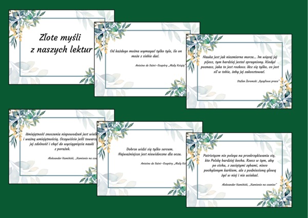 ZŁOTE MYŚLI z lektur szkolnych - CYTATY - lektury - kl. 7-8 - gazetka - 31 stron - wersja 1