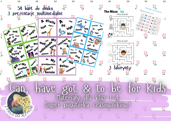 Zestaw gramatyczny czasowniki have got can to be is are am