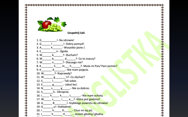 Aż 60 przydatnych zwrotów sytuacyjnych do uzupełnienia z kluczem. Mega powtórka- Egzamin Ósmoklasisty z niemieckiego..