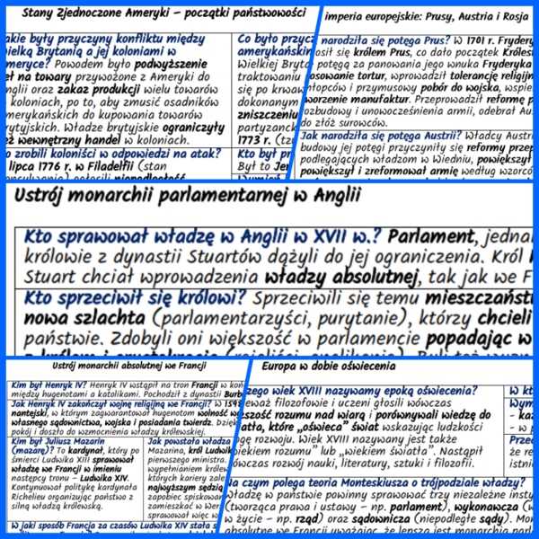 Europa i Ameryka Północna w XVII–XVIII w. NOTATKI