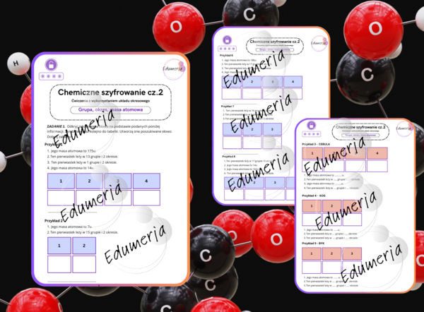 Chemiczne szyfrowanie cz. 2 - ćwiczenia z wykorzystaniem układu okresowego - GRUPA, OKRES, MASA ATOMOWA.