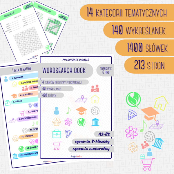 Wordsearch Book - 1400 słówek do matury i egzaminu 8-klasisty