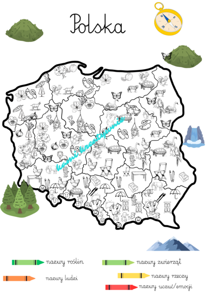 Polska geograficznie - rzeczowniki obrazki