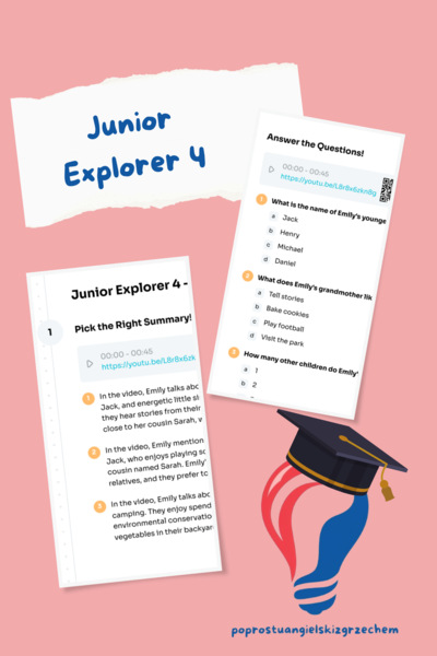 Junior Explorer 4 – Unit 1 – karta pracy – My Family (24/25) – family, appearance – Krzyżówka GRATIS