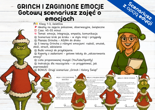 Zajęcia Hospitacyjne Pokazowe GRINCH I ZAGINIONE EMOCJE Klasy 1-3