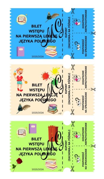 Bilet wstępu na pierwszą lekcję języka polskiego.