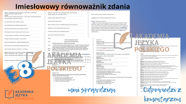 Imiesłowowy  równoważnik zdania,  ćwiczenia, zestaw egzaminacyjny i mini sprawdzian
