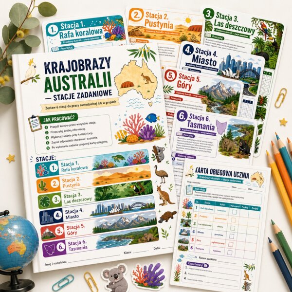 Krajobrazy Australii - stacje zadaniowe