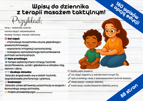 TERAPIA MASAŻEM TAKTYLNYM - wpisy do dziennika, przykłady i inspiracje Terapia SI,