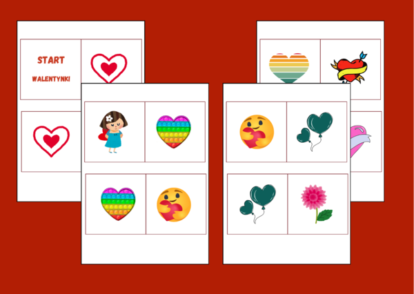 WALENTYNKI – DOMINO PODŁOGOWE – 26 szt. – biblioteka – świetlica – przedszkole