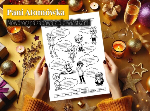 HAPPY NEW YEAR! ✨ Chemia. Klasa 7, 8. Liceum. Technikum. Szkoła branżowa. Właściwości pierwiastków chemicznych. Karta pracy. Zadanie. Zabawa. Bajkowa chemia.