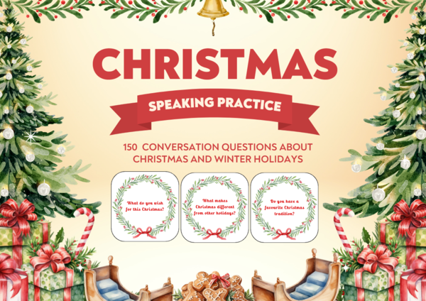 Świąteczne karty konwersacyjne – 150 CHRISTMAS SPEAKING CARDS: Świąteczny zestaw na lekcje z konwersacji dla młodzieży i dorosłych (A2-B1+)