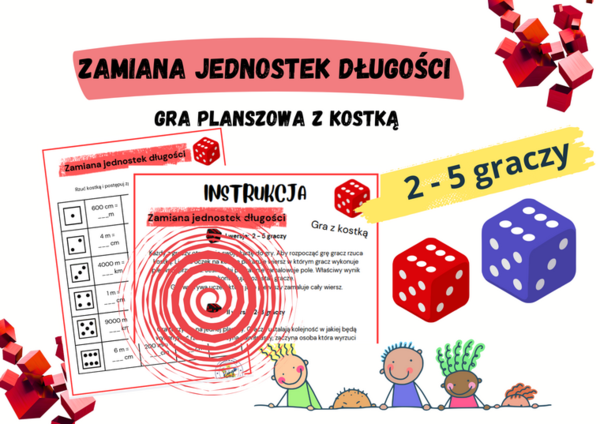 Zamiana jednostek długości - gra planszowa z kostką