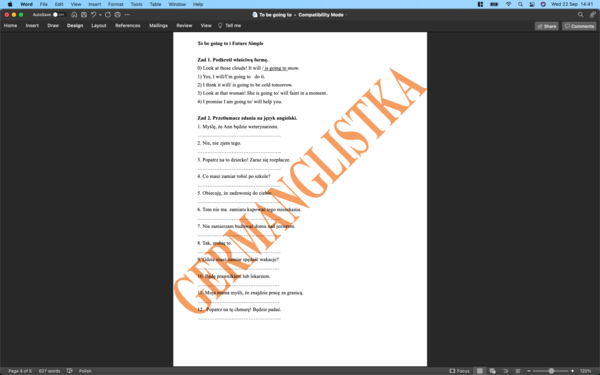 'To be going to' kontra Future Simple - ćwiczenia dla uczniów szkół podstawowych