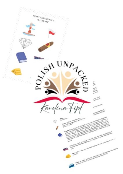 Ikony (obrazki, symbole) + odpowiedzi "Latarnik" Henryk Sienkiewicz, język polski, egzamin ósmoklasisty, lektura obowiązkowa klasa 7-8