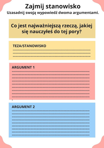 Ćwiczymy argumentowanie- karty z zadaniami na klasowym kursie redagowania wypowiedzi argumentacyjnej. Level 3