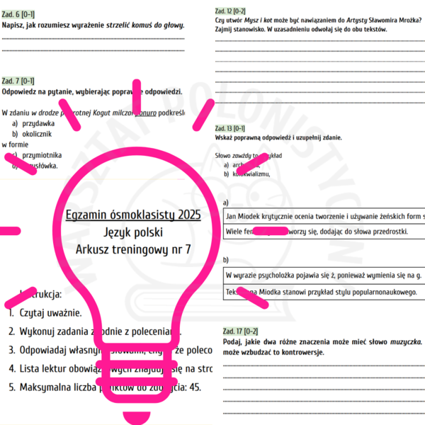Egzamin ósmoklasisty 2025: język polski – przykładowy arkusz nr 7